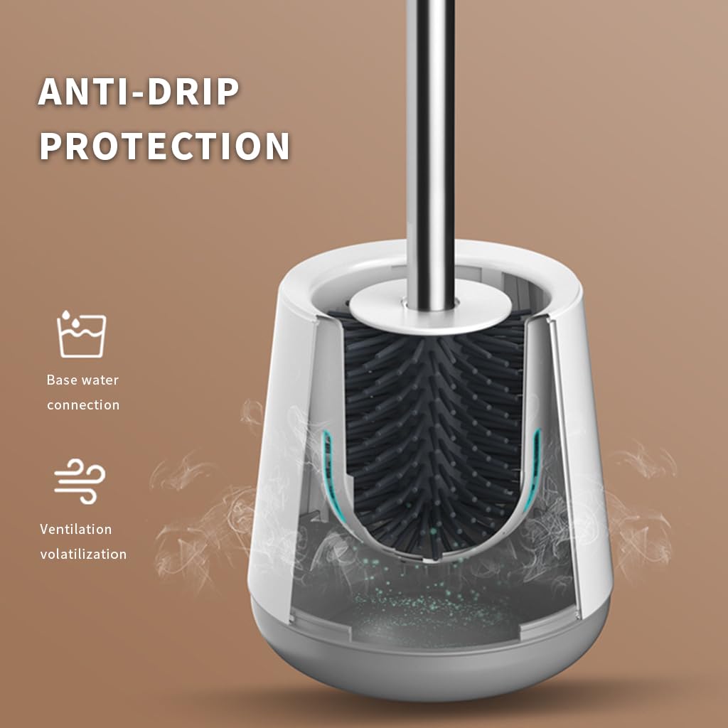 HASTHIP Toilet Brush and Holder Set, Bathroom Cleaning Bowl Brush, Silicone Toilet Bowl Cleaner Brush Kit, Bathroom Accessories with Aluminum Handle HASTHIP Toilet Brush and Holder Set, Bathroom Cleaning Bowl Brush, Silicone Toilet Bowl Cleaner Brush Kit, Bathroom Accessories with Aluminum Handle